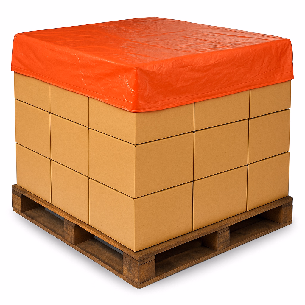 Afdekhoes blokpallet C&P PE 72x84x25 cm 30mu rood