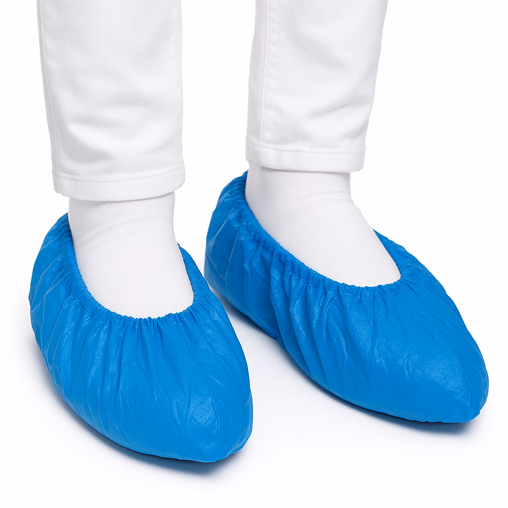 Overschoen PE geruwd 75 mu blauw