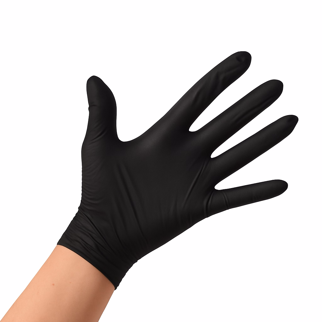 Handschoen nitril CAT.III ongepoederd zwart Large